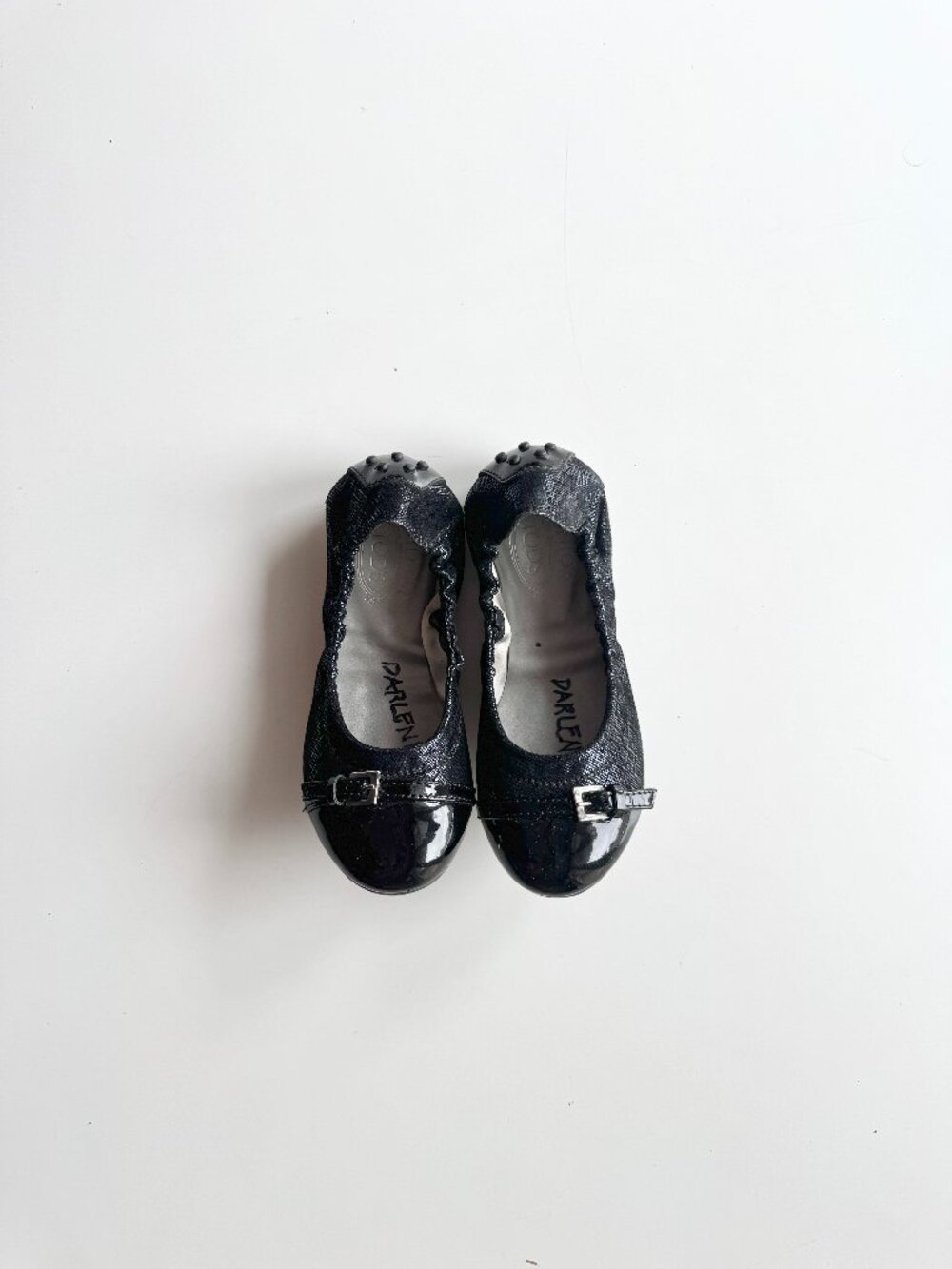 Girls' TOD'S JUNIOR Metallic Leather Patent Cap Toe Ballet Flats, Size 31 (13)